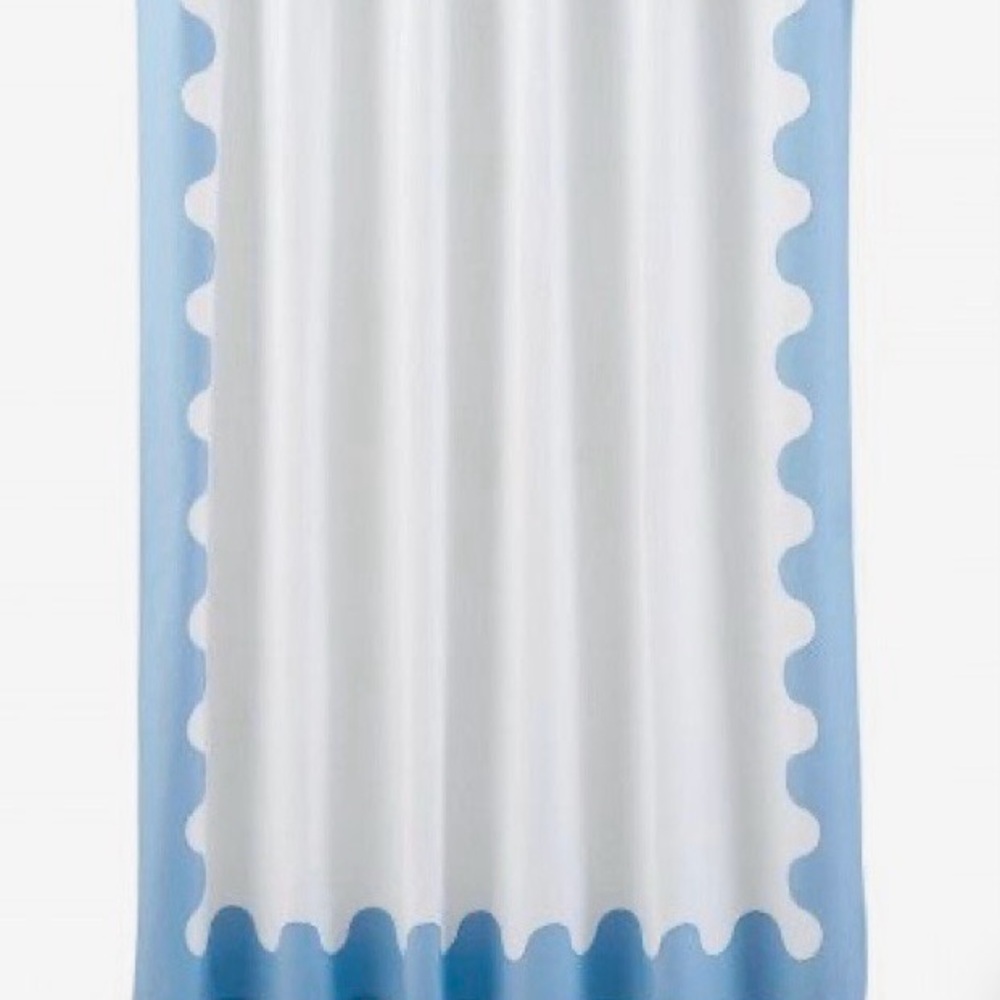 Jonathan Adler Ripple Shower Curtain in Blue and White